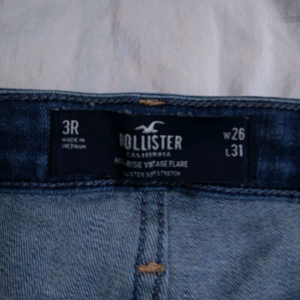 Hollister High Rise Vintage Flare Blue Jeans Patchwork Hippie Festival Women's 3 - Picture 4 of 13